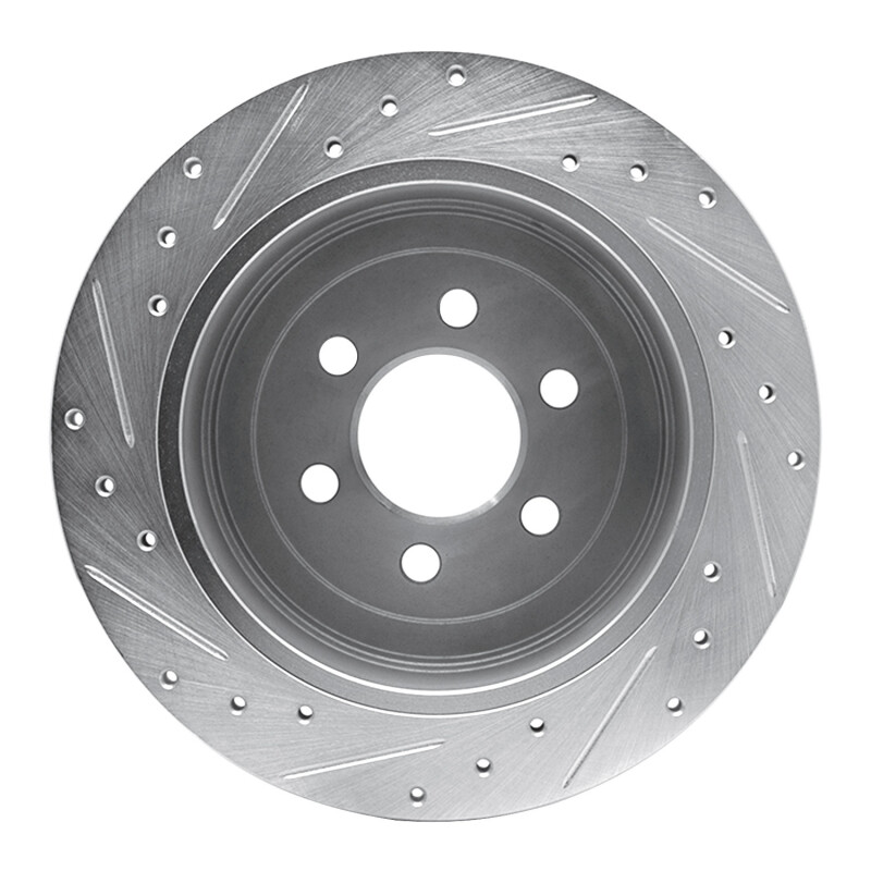 Dodge Dakota Brake Rotor (1) - Rear Right - R1 Concepts - Drilled & Slotted - Silver - `03-`04